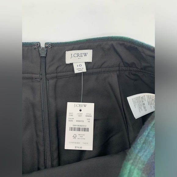 J. Crew Navy Blue and Dark Green A-Line Tartan Skirt Size 10 - Picture 8 of 9